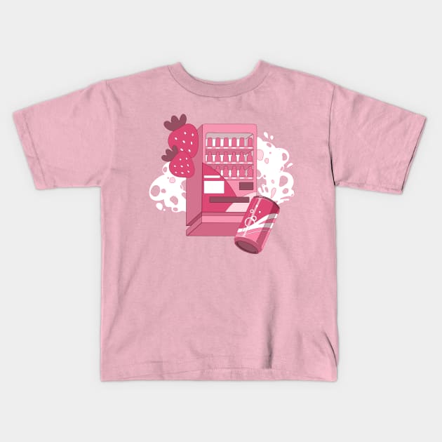 The cute pink vending machine and strawberry drinks Kids T-Shirt by AnGo